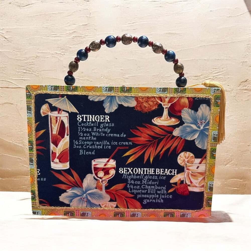 Handmade Upcycled Cigar Box Purse Clutch Cocktail Menu Design